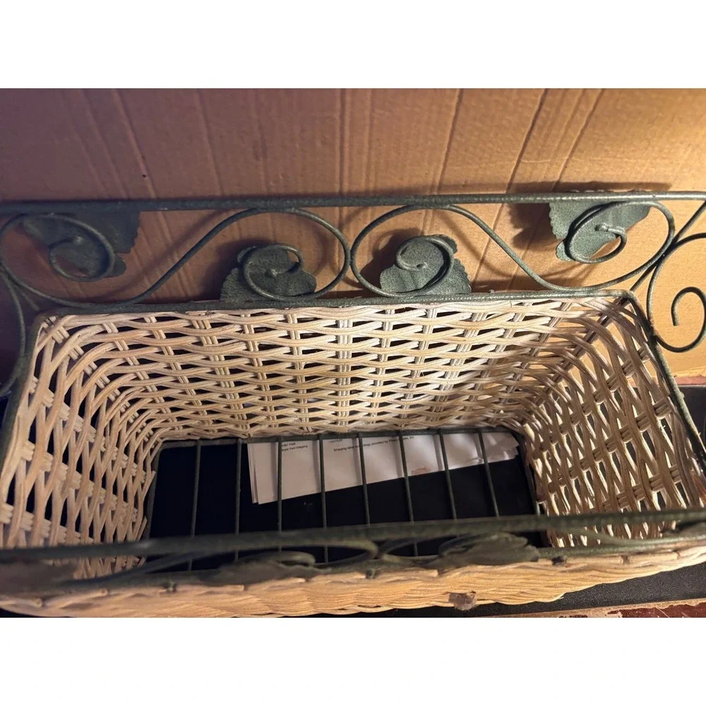 Wicker Magazine Rack Rattan & Metal Decorative Metal Framing
